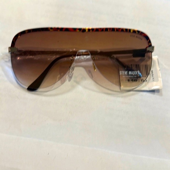 Steve Madden Leonel Sunglasses Brown Metal Frame Lightweight Rectangular Womens - Picture 7 of 11